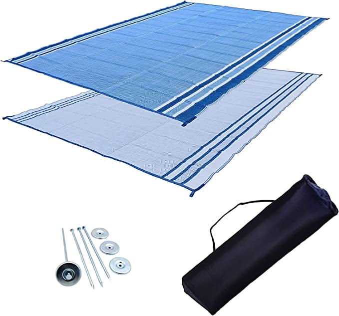 RV Patio Mat 9x18 ExtraWide Ocean Blue RV Mat