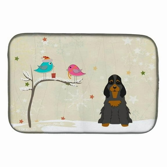 Christmas Presents between Friends Cocker Spaniel Black Tan Dish Drying Mat