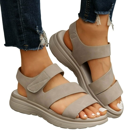 Mepaouo Women's Orthopedic Sport Sandals Soft Cushion Foam Walking Dress Orthotic Recovery Shoes Beige 6