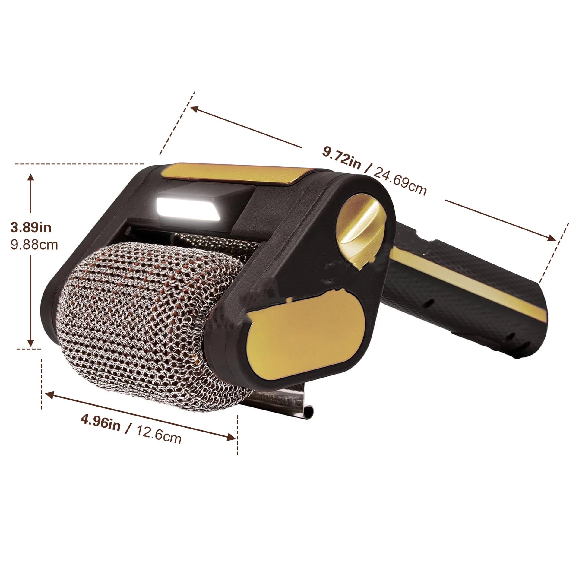 Horsepower Bristle-Free Spinning Grill Brush w/LED & Longer Run Time, Cordless/Rechargeable, 304 Stainless Steel Power Roller Blasts Away Burnt-On Food, No Bristles No Preheating 350 RPM