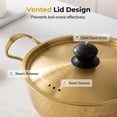 thumbnail image 3 of Stainless Steel Hammered Pot, Deep Cooking Pot with Lid and Dual Handles for Soup, Noodles, Stew and Daily Kitchen Cooking (Gold 7.1in), 3 of 7