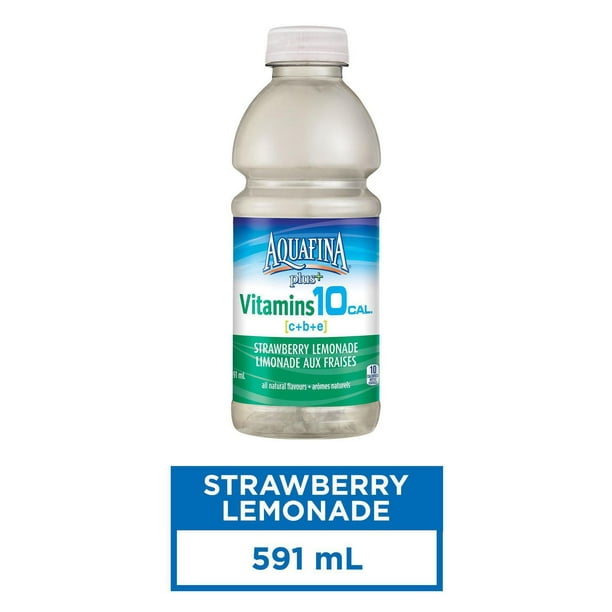 Eau enrichie de vitamines Aquafina Plus+ Vitamins 10 Cal.MC Limonade aux fraises, 591 mL, 1 bouteille
