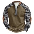 thumbnail image 2 of Camo Men's Sweatshirts Vintage Quarter Zip Pullover Outdoor 1/4 Zip Pullover Long Sleeve Baggy Sweaters Gray XL, 2 of 4