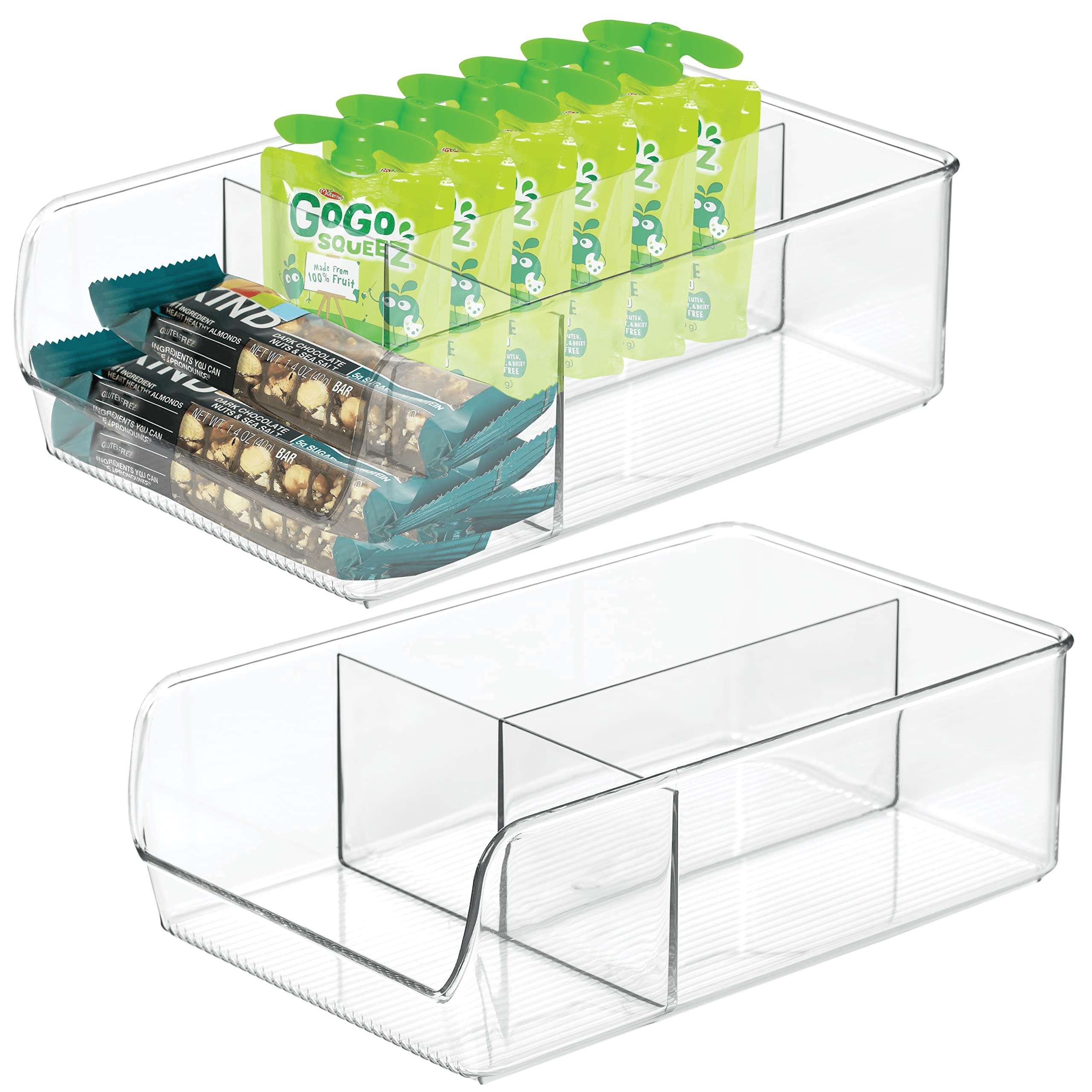 Clear Pantry Organization and Storage Bins Baskets Set of 2 Organizers, Snack