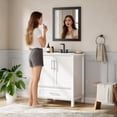 thumbnail image 3 of Modern Freestanding Bathroom Vanity with Ceramic Sink & Storage, 30'' Bathroom Cabinet with Doors and Drawer, White, 3 of 7