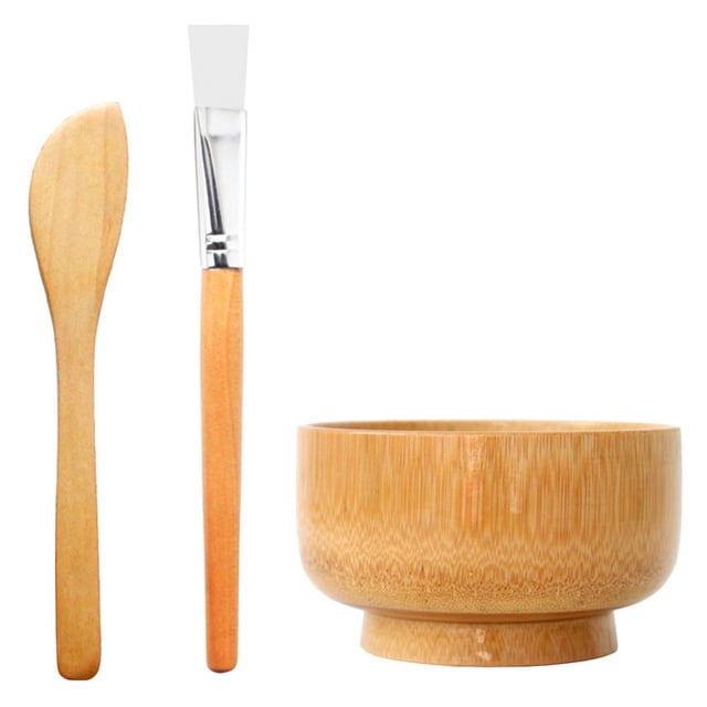 LEEyneer Ensemble de Bols Masques Faciaux Brosse Outils de Maquillage Kit de Fabrication de Bambou Contenant de Lotion en Bois