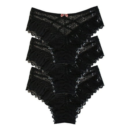 Black Medium Panties for Women Crochet Ladies Bikini UnderwearShow Lace Up Panty Women Plus Size Underwear Hollow Out Underwear