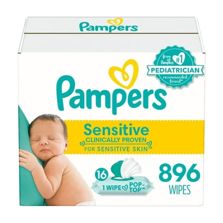 Pampers Sensitive Baby Wipes, Perfume Free Pop-Top Packs (896 Count)