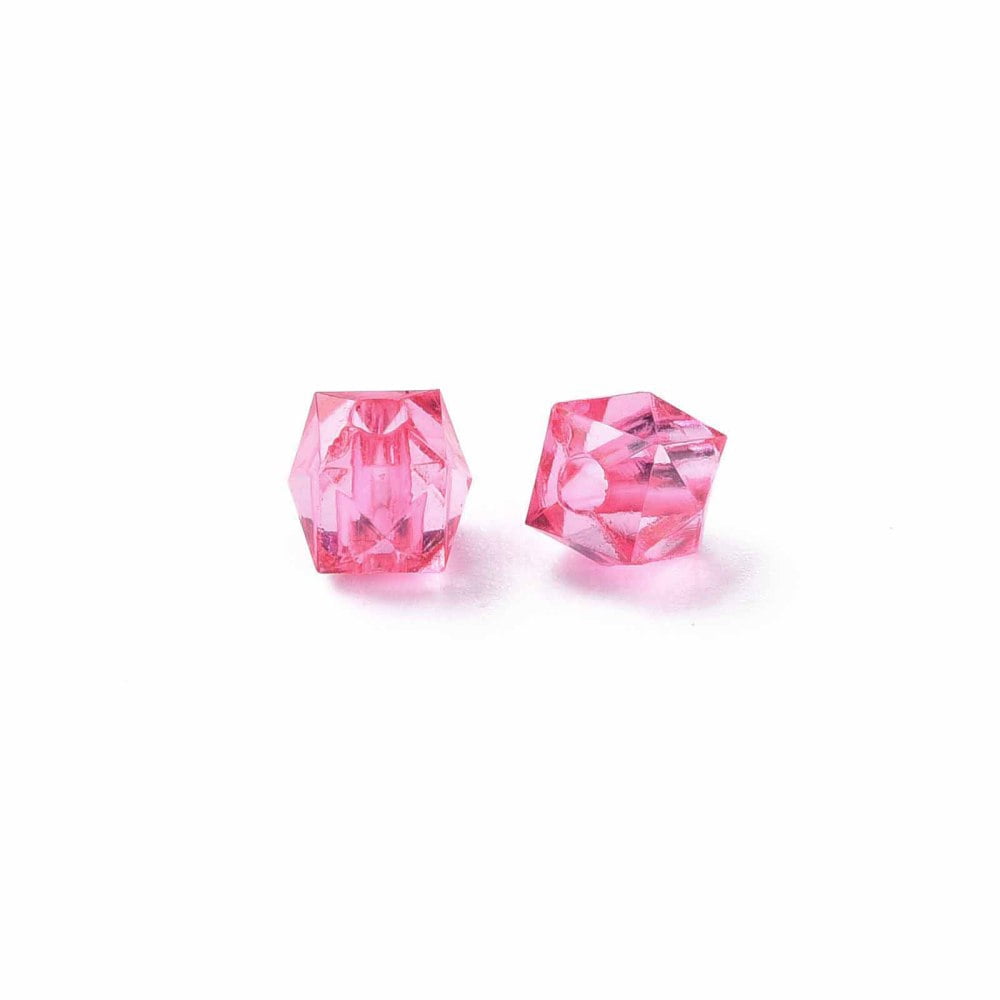 500gs Transparent Acrylic Beads Faceted Square Cerise 5.5x5.5x5.5mm Hole: 1.8mm about 4485pcs/500g