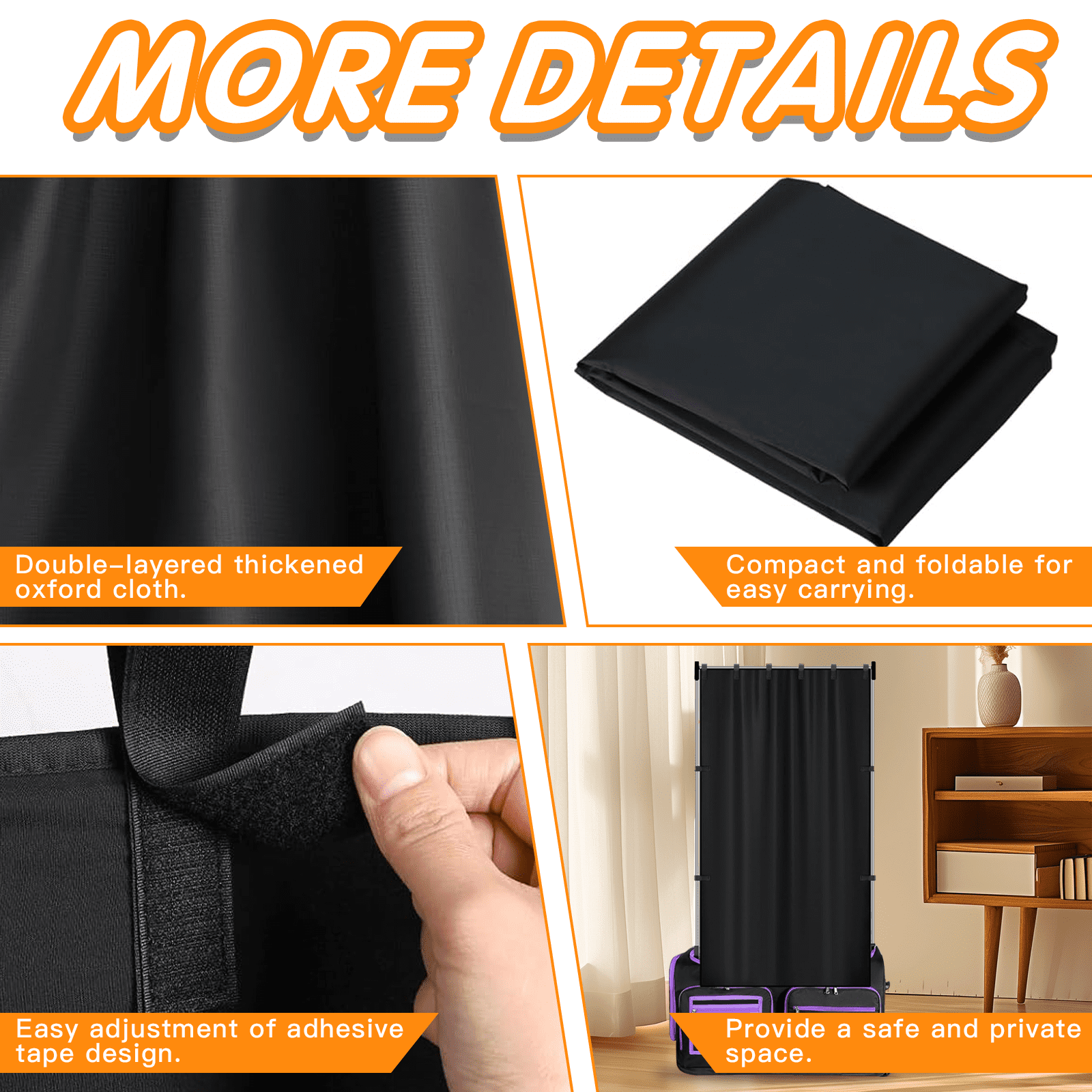 GOGHOST Portable dance curtain with Velcro sides, suitable for changing clothes and camping partition, 2PC