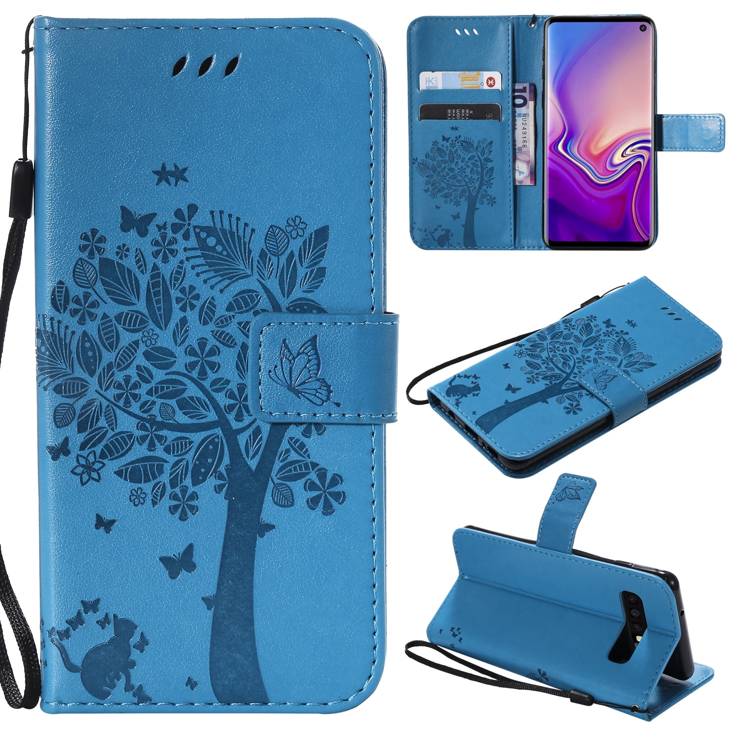 Samsung Galaxy S10 Case Shockproof 3D Premium PU Leather Flip Notebook Wallet Case with Magnetic Stand Card Holder Slot Folio TPU Bumper Protective Phone Case for Samsung Galaxy S10 Cat & Tiger