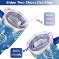 thumbnail image 5 of 40oz Cute Ocean Life Turtle Stainless Steel Flip Straw Tumbler Spill Proof Travel Cup Double Wall Vacuum Insulated Coffee Mug with Top Handle, 5 of 6