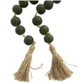 thumbnail image 5 of DecMode Handmade Round Frosted Green Glass Garland with Tassel with Knotted Brown Jute, 5 of 17