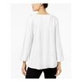 thumbnail image 2 of ALFANI Womens White Embellished Long Sleeve Jewel Neck Top XL, 2 of 4