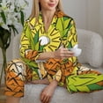 thumbnail image 4 of Goofa Tropical Summer Fruit Printed Women’s 2 Piece Pajama Set Super,Pajamas Women's Long Sleeve Sleepwear Soft Button Down Loungewear Pjs Lounge Set Nightwear-Large, 4 of 9