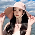 thumbnail image 3 of Solid Color New With Shawl Foldable Beach Cap Neck Protection Bucket Hat Sun Cap Panama Caps Fisherman's Hat PINK, 3 of 8