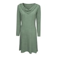 thumbnail image 5 of Eyelets Dresses for Women - Cowl Neck Loose Crewneck Long Sleeve Casual Summer Hollowed Out Keyhole Tunic Mini Dress, 5 of 7