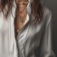 thumbnail image 6 of Endives Womens Long Sleeve Shirt Retro Staly Zip Front Blouse Cuffs Blouse Tops Spring Trendy White1, 6 of 7
