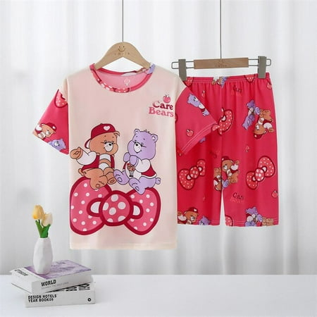 

Sanrios Cartoon Cinnamoroll Hellokittys Kuromi Boys Girls Summer Pajama Set Kawaii Short Sleeved Shorts Home Wear Kids Gift