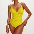 thumbnail image 2 of ZQUUVOU Women's One Piece Swimsuit Solid Color Bikini Swimsuit (Yellow,2XL), 2 of 3