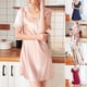 thumbnail image 2 of Summer Nightgown For Womens Ice Silks Lace V-neck Short Sleeve Nightdress Sleepdress Home Casual1026 Lotus RootL, 2 of 5