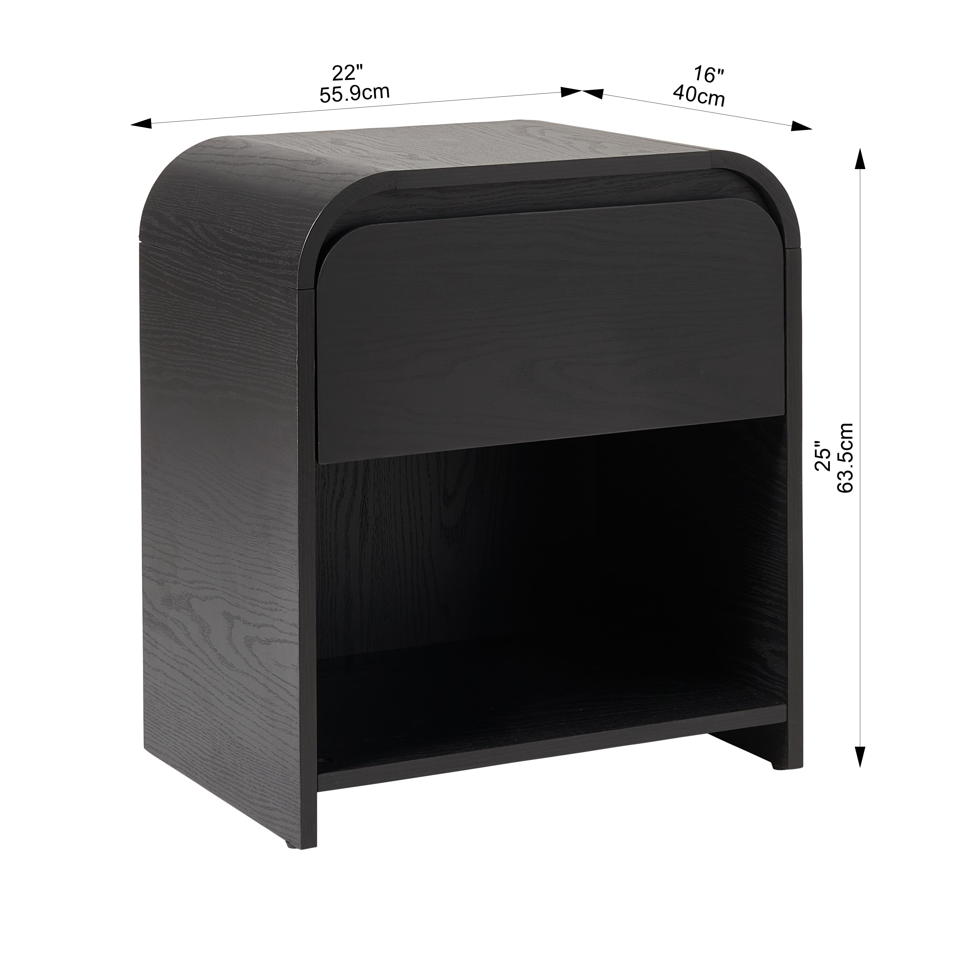 Better Homes & Gardens Juliet Nightstand with USB, Rich Black Finish