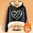 thumbnail image 4 of Christmas Heavyweight Hoodies for Women 2025 Long Sleeve Love Heart Snowflake Graphic Hooded Sweatshirt Pullover Tops, 4 of 5