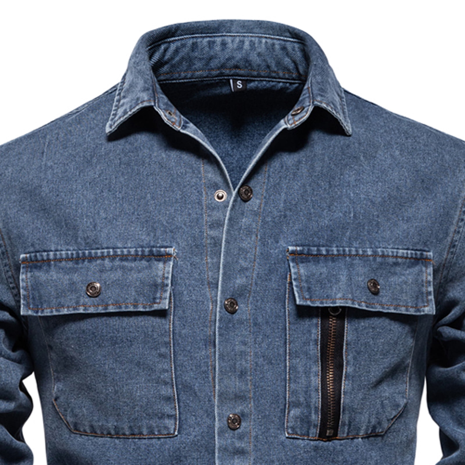Mens T-shirts Fall New Trend European Size Denim Shirt Mens Casual Solid Color Long Sleeve Washed Shirt Long L Christmas T Fit Mom Baseball Mom Hoodies Men Turtle Neck Tee Sleeve Tees Dark Blue 2XL