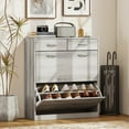 thumbnail image 2 of HOMCOM Entryway Cabinet with 2 Flip Drawers for 12 Pairs of Shoes Grey, 2 of 10