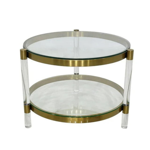Table d'appoint Funke en argent avec verre trempé, acrylique et acier