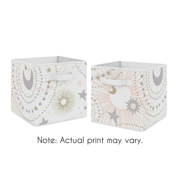 Sweet Jojo Designs Celestial Pink Gold and Grey Fabric Storage Bins 2 Piece Set