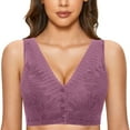 thumbnail image 4 of FhsagQ Bra Bras for Women Bras Plus Size No Steel Ring Bra Full Coverage Front Buckle Underwear Sweat Absorbent No Steel Ring Bra Bras for Women Set with Robe PurpleGrey 40/90, 4 of 5