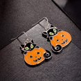 thumbnail image 2 of Pendientes colgantes de gato gatito negro calabaza naranja Halloween Rojo Verde, 2 of 4