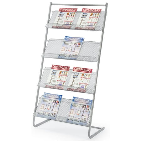 Mesh Shelving - Magazine Rack for Offices, Stores or Retail, (4) Mesh Shelves, 23.5