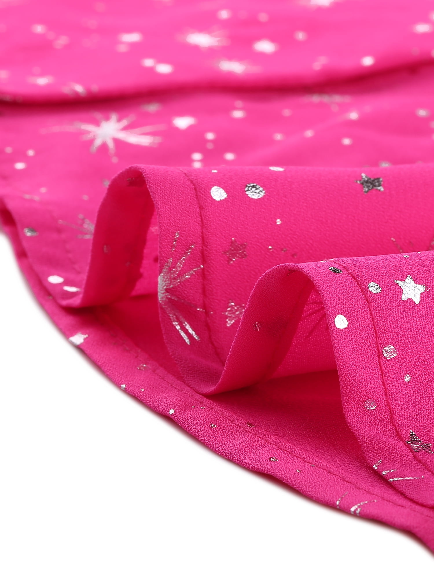 DARING DIVA Stand Collar Metallic Dots Stars Blouse Top S Pink