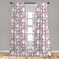 thumbnail image 5 of Ambesonne Cherry Blossom Curtains, Sakura Tree Bird, Pair of 28"x84", Black Hot Pink White, 5 of 5