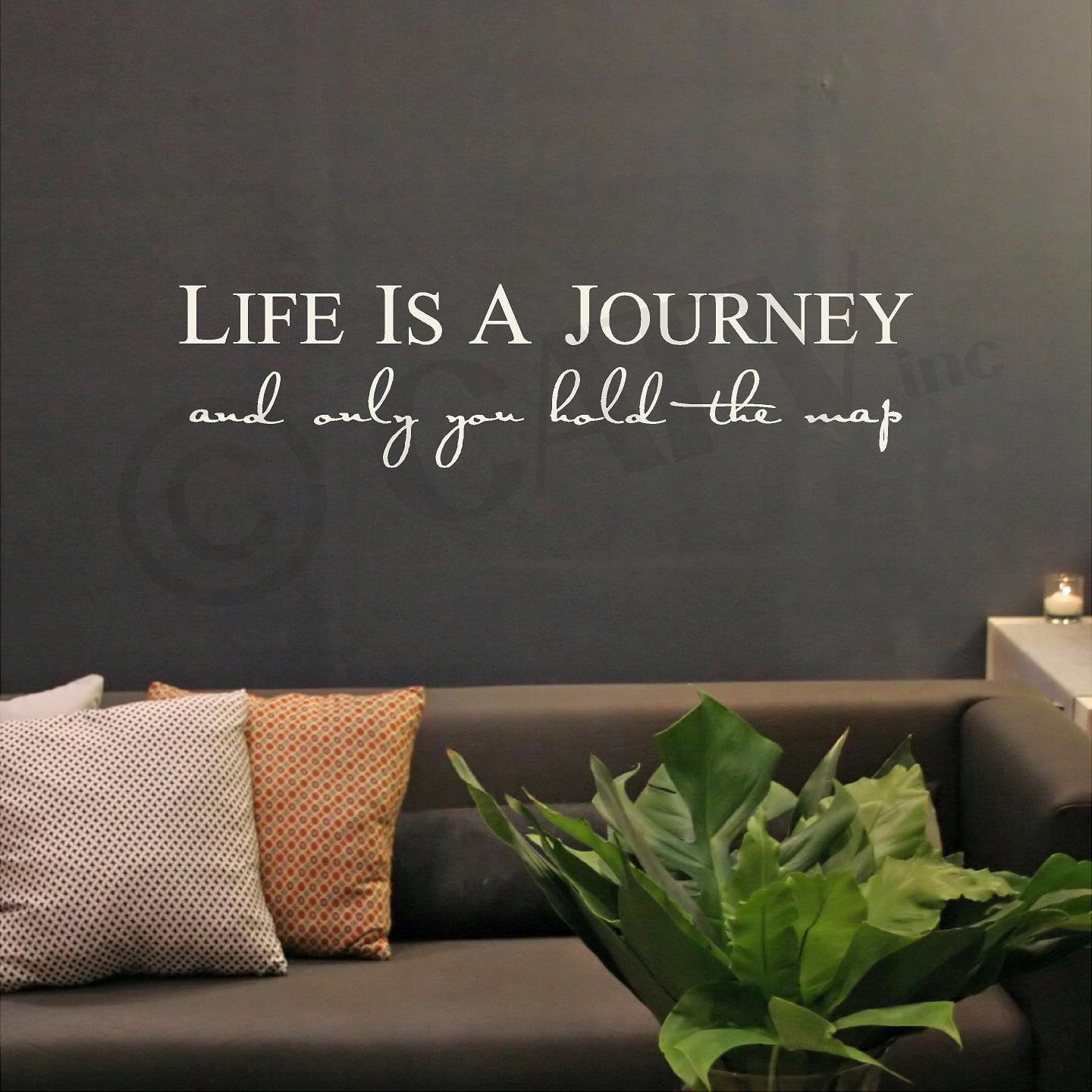 9 H x 36 L, Metallic Gold Life is a Journey and Only You Hold The Map Vinyl Lettering Self Adhesive Decal 