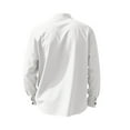 thumbnail image 6 of Mens Long Sleeve Shirt Button Up V Neck Lightweight Breathable Spring Fall Mandarin Neck Beach Shirt White S, 6 of 9