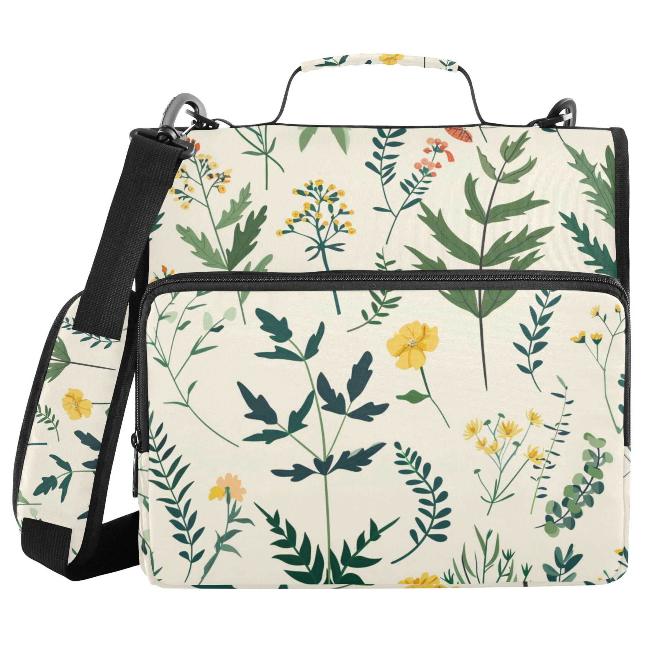 ALAZA Zipper Binder Herb Leaves Plant 3 Ring Trapper Keeper File Folder Organizer Bag
