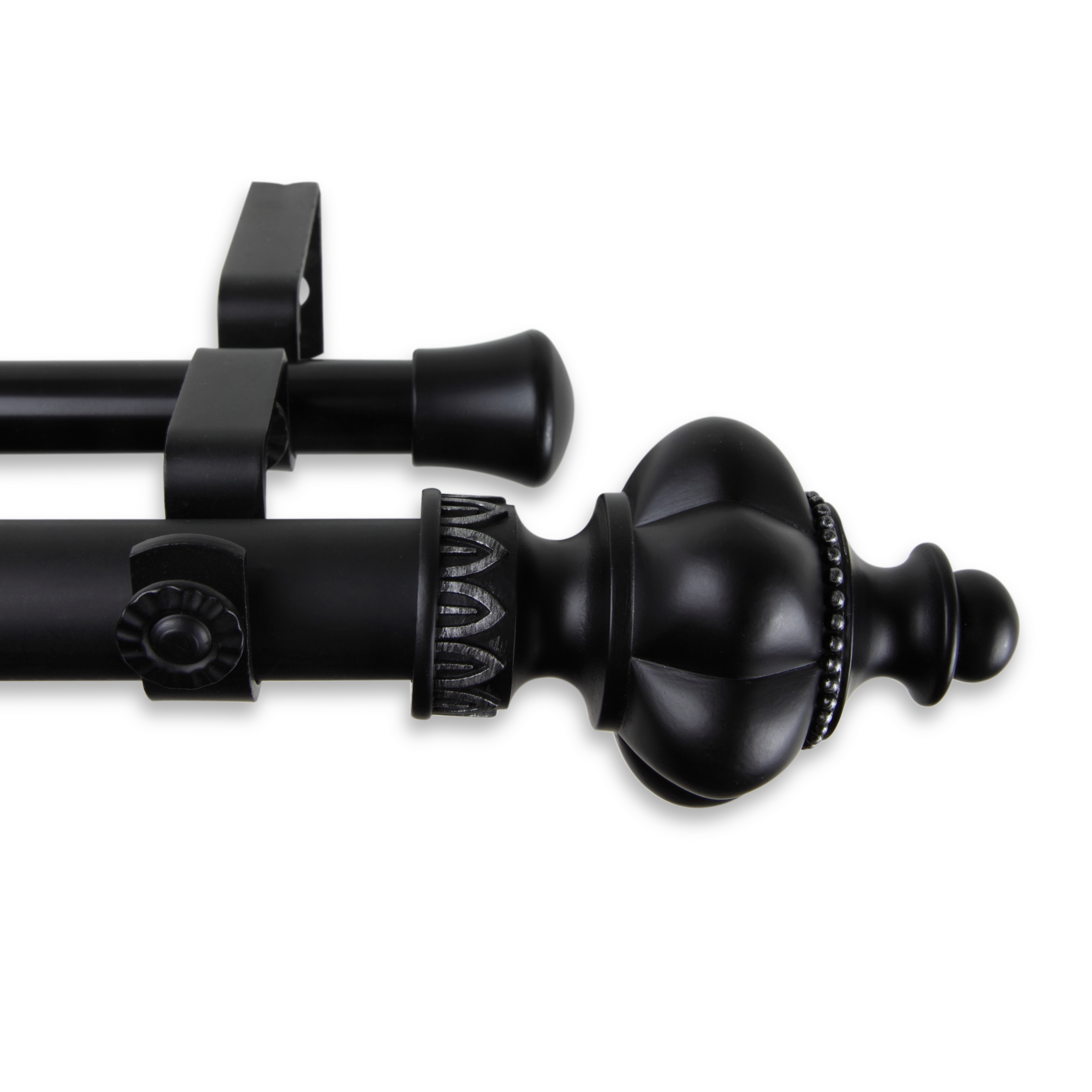 1" Dia Adjustable Erika Double Curtain Rod 48-84 inch Black