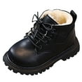 thumbnail image 1 of Children Velvet Thickened Warm Short Boots Fashionable Outdoor Flat Princess Leather Boots, 1 of 4