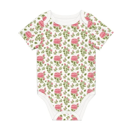 

Matuu Rose Flowers for Baby Short-Sleeve Bodysuit Soft Cotton Comfortable and Breathable Perfect for Newborns and Infants
