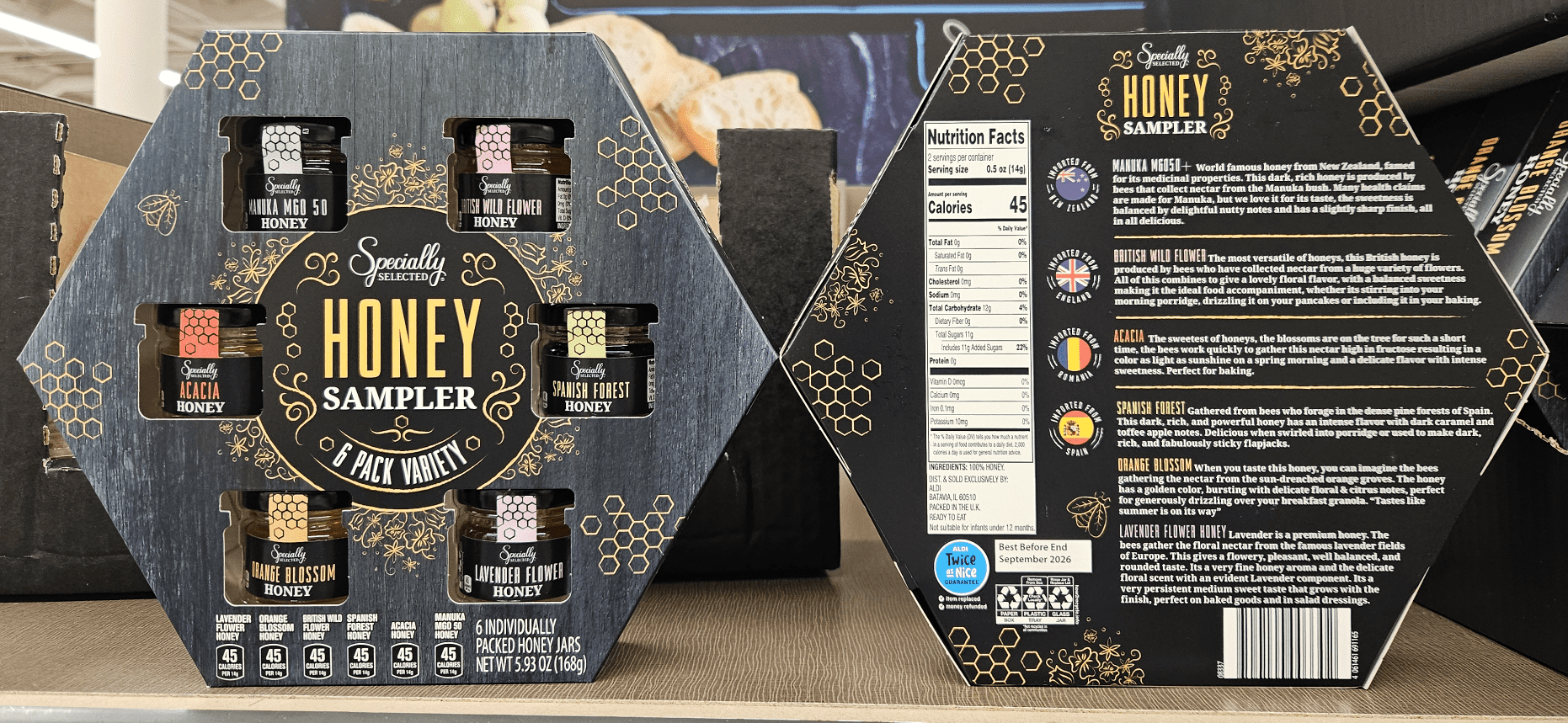 Specially Selected Honey Sampler 6 Pack Variety 5.93oz 168g (2