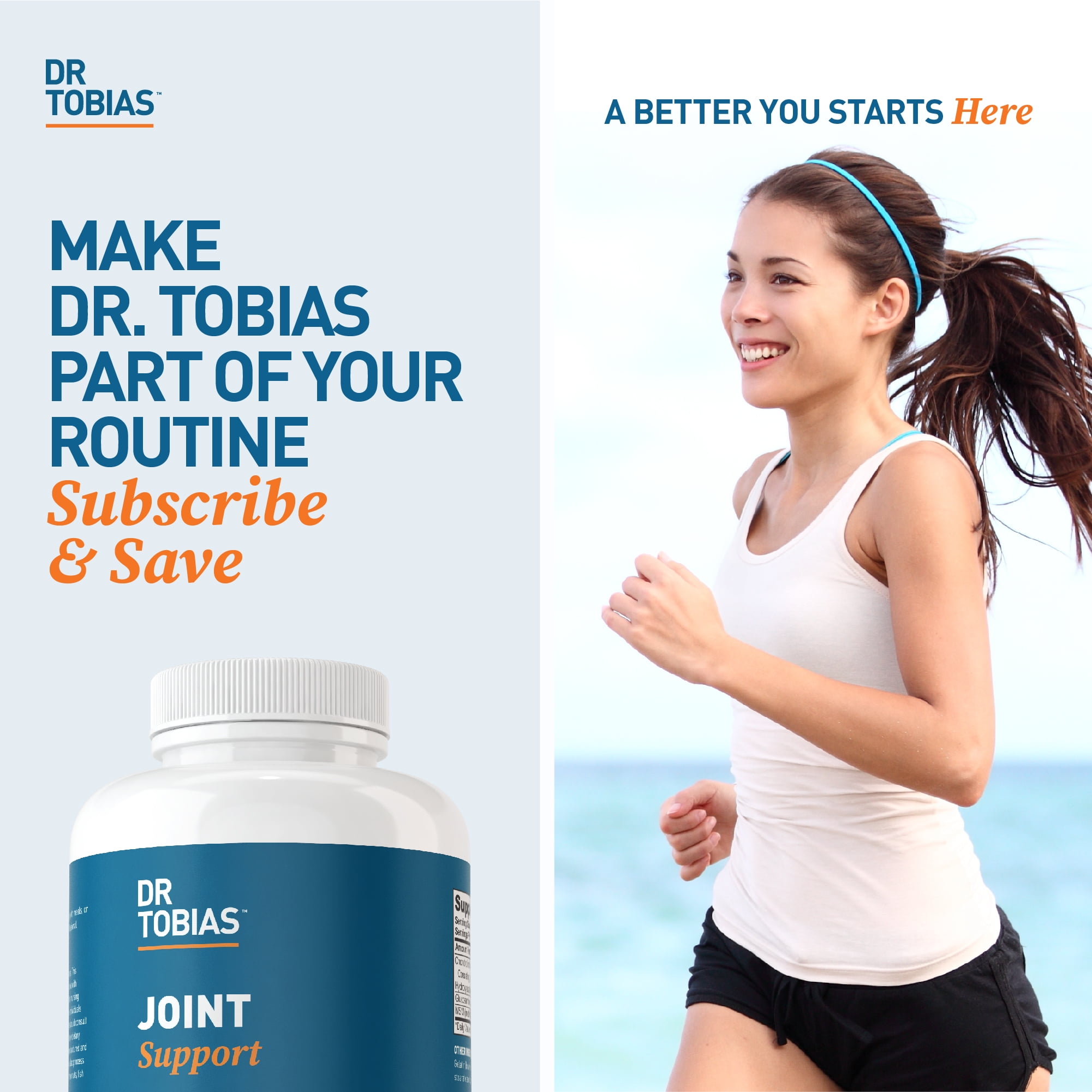 Dr. Tobias Joint Support Supplement with Glucosamine Chondroitin MSM, Supports Connective Tissue, Function & Flexibility, Extra Strength Joint Supplements for Men & Women, 240 Capsules