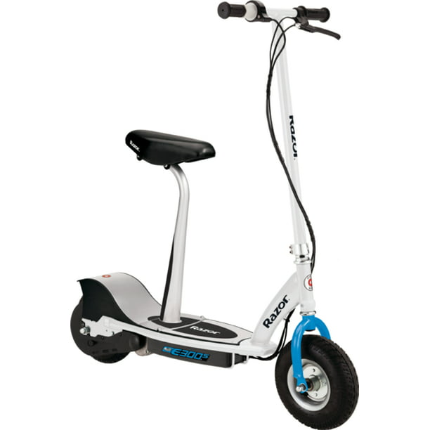 Goedaardig Opsommen Manhattan Razor E300S Seated Electric Scooter - White, for Ages 13+ and up to 220  lbs, 9" Pneumatic Front Tire, Up to 15 mph & up to 10-mile Range, 250W  Chain Motor, 24V