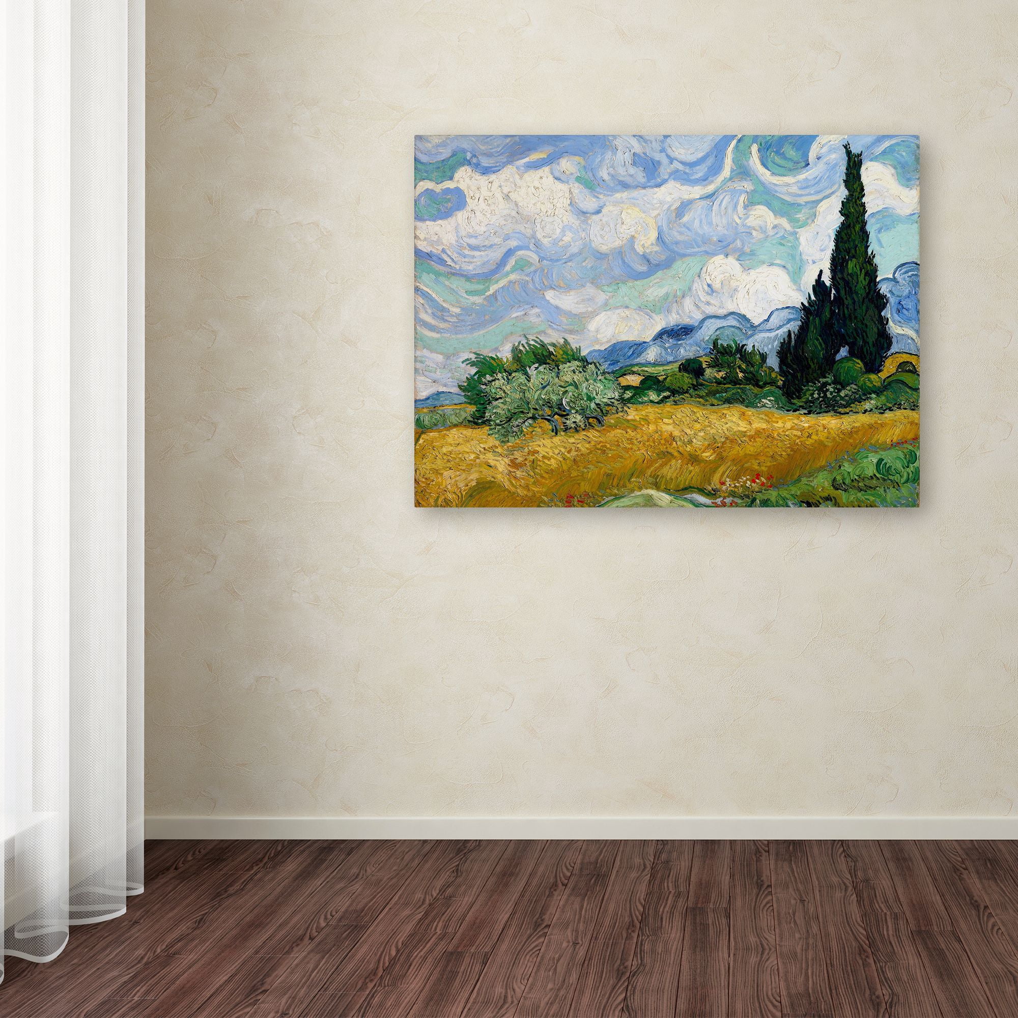 Trademark Fine Art 'Yellow Wheat and Cypresses' Canvas Art by Vincent van Gogh