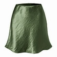 thumbnail image 3 of Mawalde Women'S Elegant High Waist Ruffle Mini Skirt Silky Satin Fishtail A-Line Skirts  Green S, 3 of 7