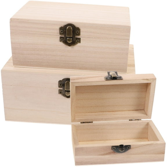 MLINS 1 Set White Wooden Box Plain Unfinished Storage Case Lockable Gift for Adults