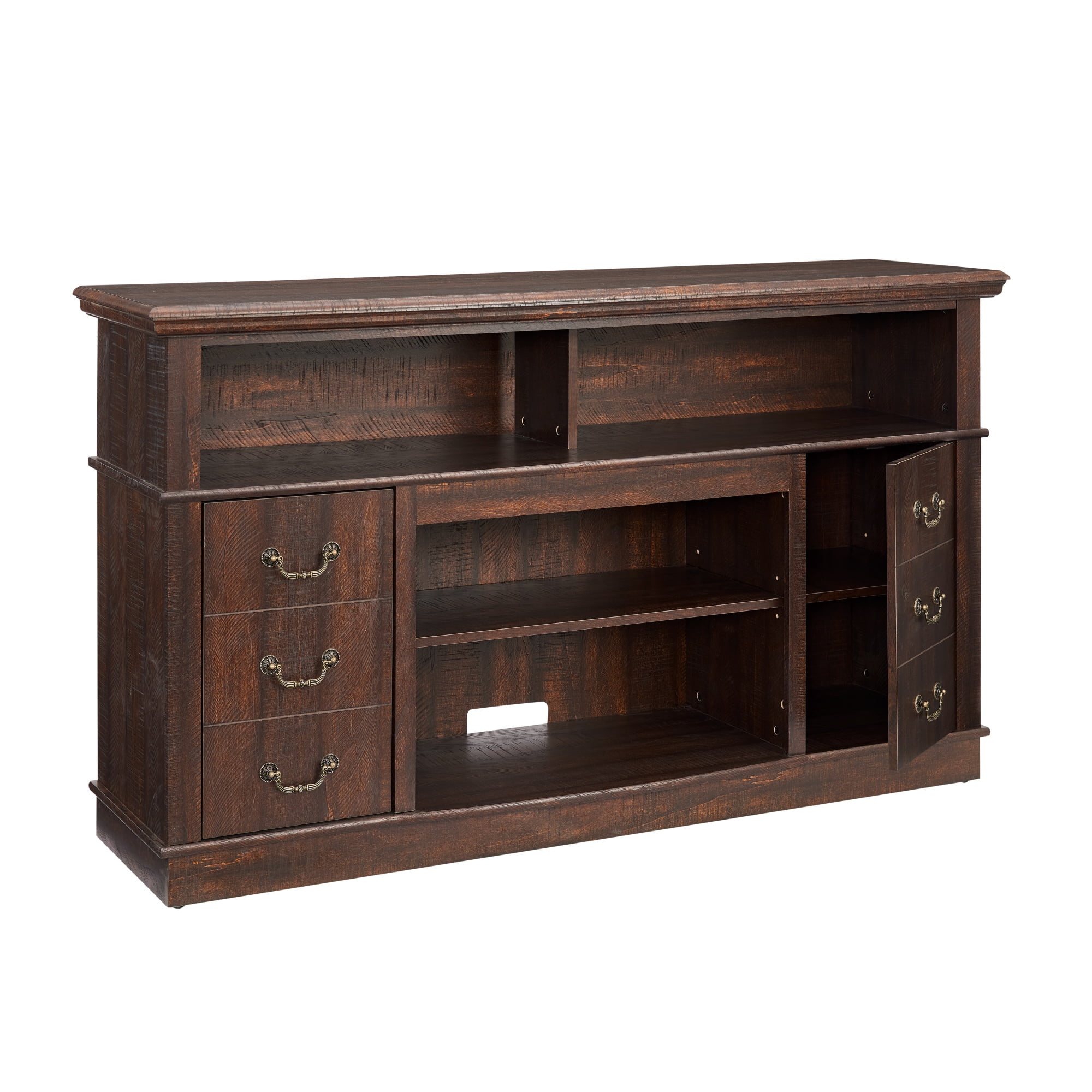 Retro TV Stand with Storage for TVs up to 65", Mid Century Modern TV Stand & Entertainment Center with Shelf, TV Stand for Media, TV Console Table for Living Room Espresso 60"W*15.75"D*34.25"H