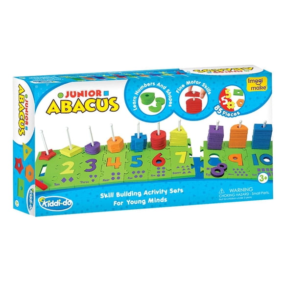 Imagimake Junior Abacus Skill Building Activity Set (2 Years +) to Help Learn Shapes Numbers Counting Speech and Language 8 mm & 10 mm Foam (Multicolor)